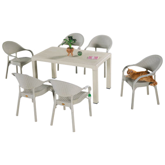 Bambu Rattan Masa Takımı Camsız 90x150 cm