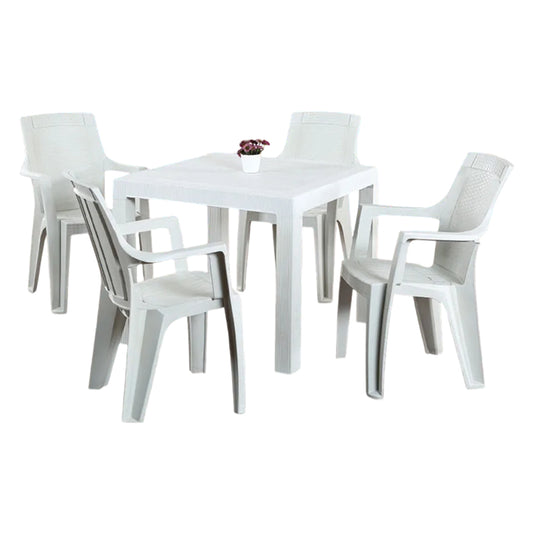 Ela Plastik Ayaklı Masa Takımı Camsız 90x90 cm