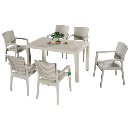 Lale Rattan Masa Takımı Camsız 90x150 cm