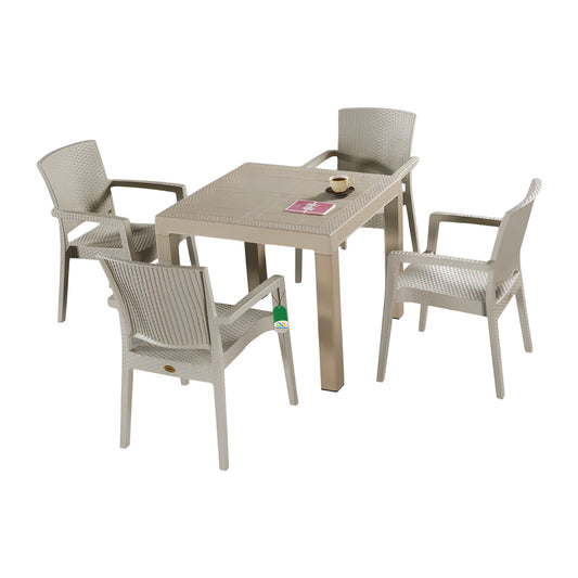 Lale Rattan Masa Takımı Camsız 90x90 cm