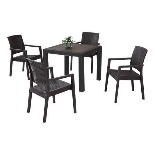 Lale Rattan Masa Takımı Camsız 90x90 cm